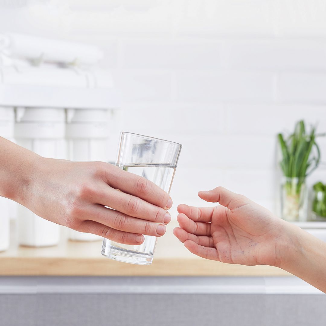 a glass of water