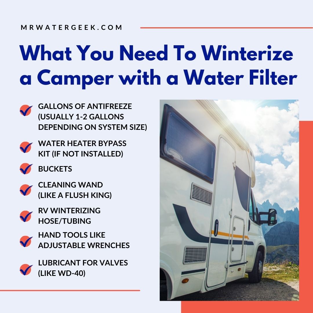 what you need to winterize a camper with a water filter